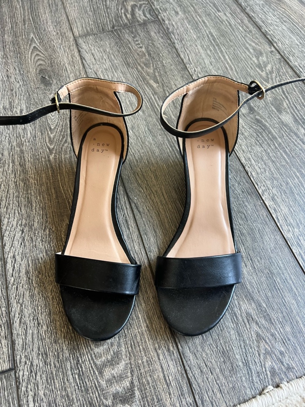 a new day Black Ankle-Strap Block Heels